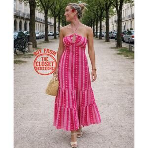 ZARA Pink Open Back Cotton Midi Dress NWT